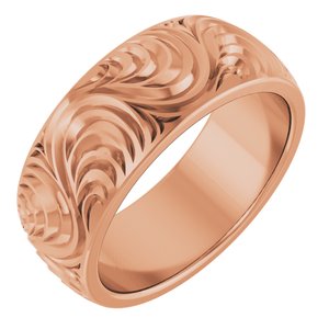 Classic - Ariadna - 14K Rose Gold 7 mm Scroll Comfort-Fit Band Size 7