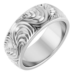 Classic - Ariadna - Platinum 7 mm Scroll Comfort-Fit Band Size 7
