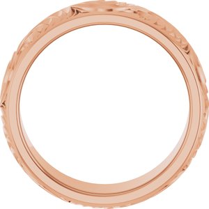 Classic - Ariadna - 18K Rose Gold 7 mm Scroll Comfort-Fit Band Size 7