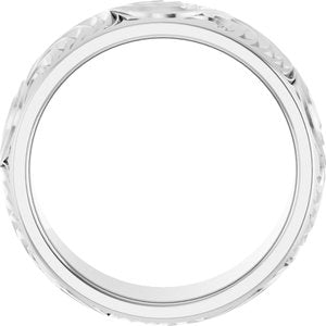 Classic - Ariadna - Platinum 7 mm Scroll Comfort-Fit Band Size 7