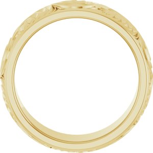 Classic - Ariadna - 14K Yellow Gold 7 mm Scroll Comfort-Fit Band Size 7