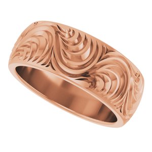 Classic - Ariadna - 18K Rose Gold 7 mm Scroll Comfort-Fit Band Size 7