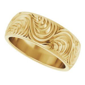 Classic - Ariadna - 18K Yellow Gold 7 mm Scroll Comfort-Fit Band Size 7