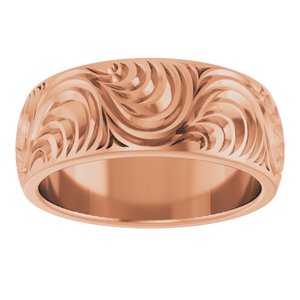 Classic - Ariadna - 18K Rose Gold 7 mm Scroll Comfort-Fit Band Size 7