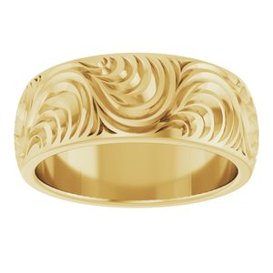 Classic - Ariadna - 14K Yellow Gold 7 mm Scroll Comfort-Fit Band Size 7