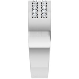 Classic - Elias - 14K White Gold 3/8 CTW Natural Diamond Double Row Tapered Band
