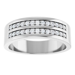 Classic - Elias - 14K White Gold 3/8 CTW Lab-Grown Diamond Double Row Tapered Band