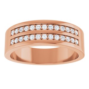 Classic - Elias - 14K Rose Gold 3/8 CTW Natural Diamond Double Row Tapered Band