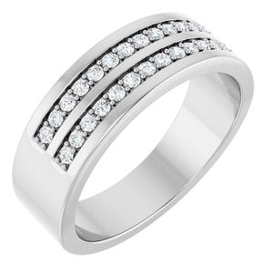 Classic - Elias - 14K White Gold 3/8 CTW Lab-Grown Diamond Double Row Tapered Band