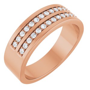 Classic - Elias - 14K Rose Gold 3/8 CTW Natural Diamond Double Row Tapered Band