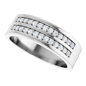 Classic - Elias - Platinum 3/8 CTW Lab-Grown Diamond Double Row Tapered Band