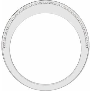 Matte - Roman - 14K White Gold 1/2 CTW Lab-Grown Diamond Stepped-Edge Tapered Half Round Band