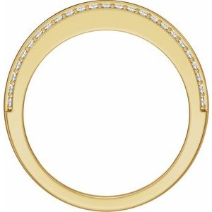 Matte - Roman - 14K Yellow Gold 1/2 CTW Natural Diamond Stepped-Edge Tapered Half Round Band