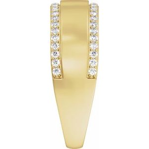 Matte - Roman - 14K Yellow Gold 1/2 CTW Natural Diamond Stepped-Edge Tapered Half Round Band