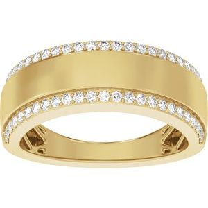 Matte - Roman - 14K Yellow Gold 1/2 CTW Lab-Grown Diamond Stepped-Edge Tapered Half Round Band