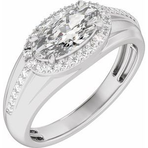 Matte - Emmett - 14K White Gold 1 3/4 CTW Lab-Grown Diamond Halo-Style Tapered Band