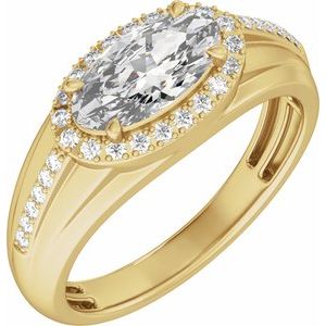 Matte - Emmett - 14K Yellow Gold 1 3/4 CTW Lab-Grown Diamond Halo-Style Tapered Band