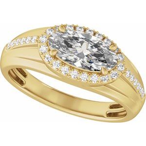 Matte - Emmett - 14K Yellow Gold 1 3/4 CTW Lab-Grown Diamond Halo-Style Tapered Band