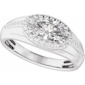 Matte - Emmett - 14K White Gold 1 3/4 CTW Lab-Grown Diamond Halo-Style Tapered Band