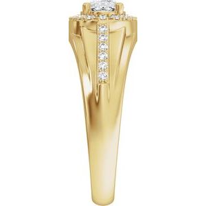 Matte - Emmett - 14K Yellow Gold 1 3/4 CTW Lab-Grown Diamond Halo-Style Tapered Band