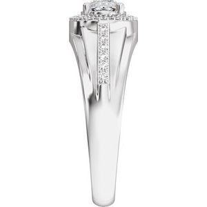 Matte - Emmett - 14K White Gold 1 3/4 CTW Lab-Grown Diamond Halo-Style Tapered Band