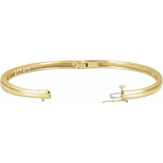 14K Gold 1/2 CTW Natural Diamond Bangle 6 1/2" Bracelet 14K Yellow Gold