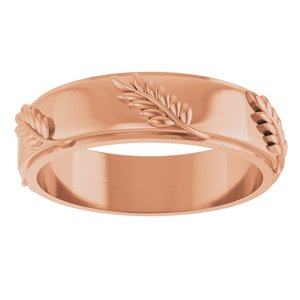 Classic - Yolanda - 14K Rose Gold 5 mm Stepped-Edge Floral Flat Band Size 10