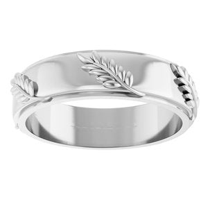 Classic - Yolanda - Platinum 5 mm Stepped-Edge Floral Flat Band Size 10