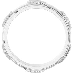 Classic - Yolanda - Platinum 5 mm Stepped-Edge Floral Flat Band Size 10