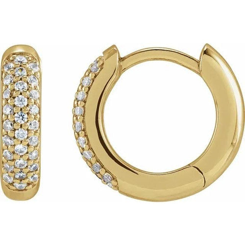 14K Gold 1/4 CTW Lab-Grown Diamond 12 mm Hinged Hoop Earrings 14K Yellow Gold
