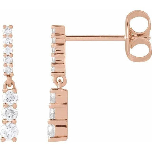 14K Gold 1/4 CTW Natural Diamond Dangle Earrings 14K Rose Gold
