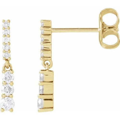 14K Gold 1/4 CTW Natural Diamond Dangle Earrings 14K Yellow Gold