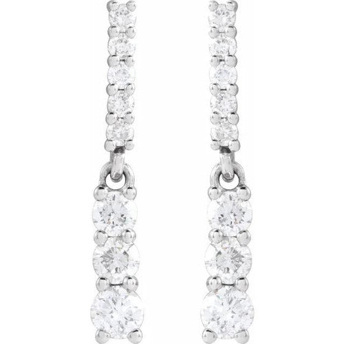 14K Gold 1/4 CTW Natural Diamond Dangle Earrings 14K White Gold