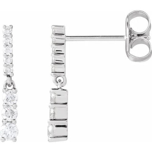 14K Gold 1/4 CTW Natural Diamond Dangle Earrings 14K White Gold