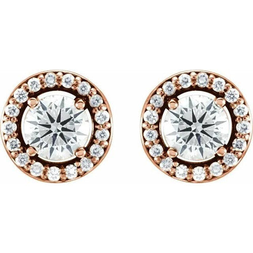 14K Gold 1/2 CTW Diamond Halo-Style Earrings 14K Rose Gold