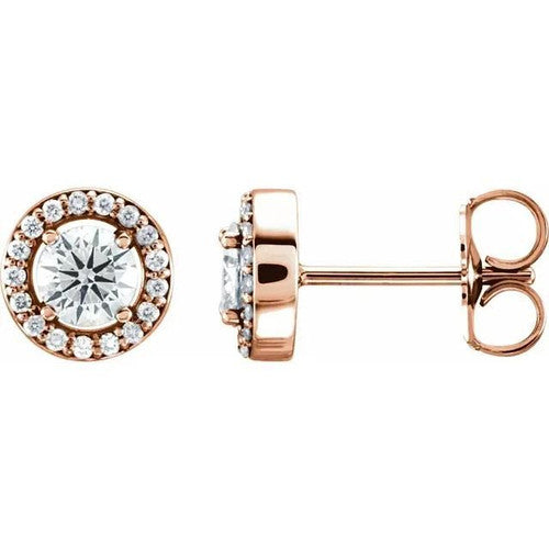 14K Gold 1/2 CTW Diamond Halo-Style Earrings 14K Rose Gold