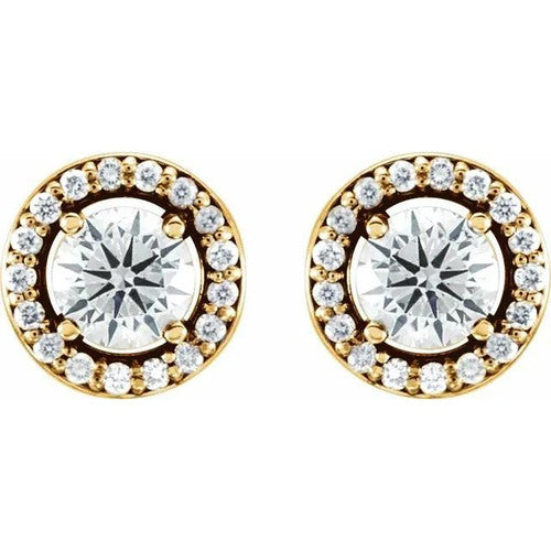 14K Gold 1/2 CTW Diamond Halo-Style Earrings 14K Yellow Gold
