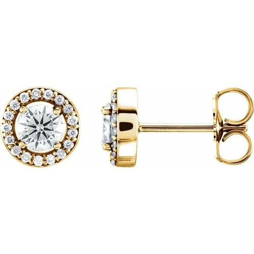 14K Gold 1/2 CTW Diamond Halo-Style Earrings 14K Yellow Gold