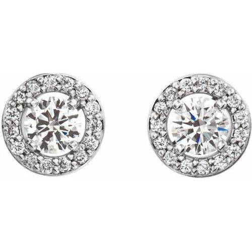 14K Gold 1/2 CTW Diamond Halo-Style Earrings 14K White Gold