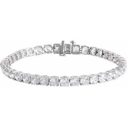 14K Gold 12 CTW Lab-Grown Diamond Line 7" Bracelet 14K White Gold