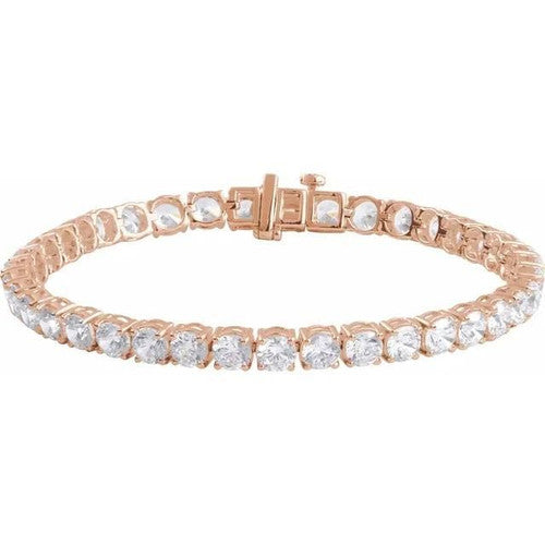 14K Gold 12 CTW Lab-Grown Diamond Line 7" Bracelet 14K Rose Gold