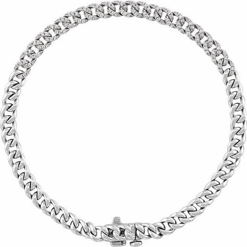 14K Gold 1/2 CTW Natural Diamond Link 7 1/4" Bracelet 14K White Gold