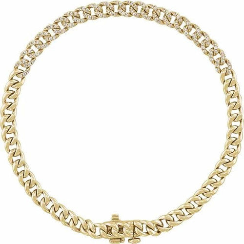 14K Gold 1/2 CTW Natural Diamond Link 7 1/4" Bracelet 14K Yellow Gold