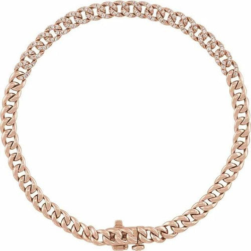 14K Gold 1/2 CTW Natural Diamond Link 7 1/4" Bracelet 14K Rose Gold