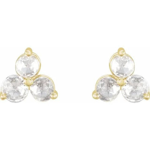 14K Gold 1/5 CTW Rose-Cut Natural Diamond Three-Stone Earrings 14K Yellow Gold