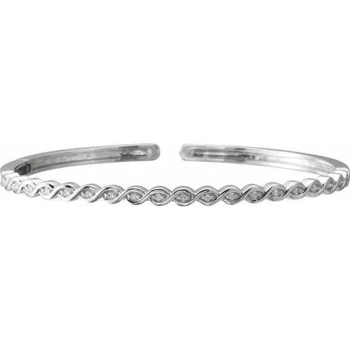 14K Gold 1/6 CTW Natural Diamond Stackable Bangle 7" Bracelet 14K White Gold