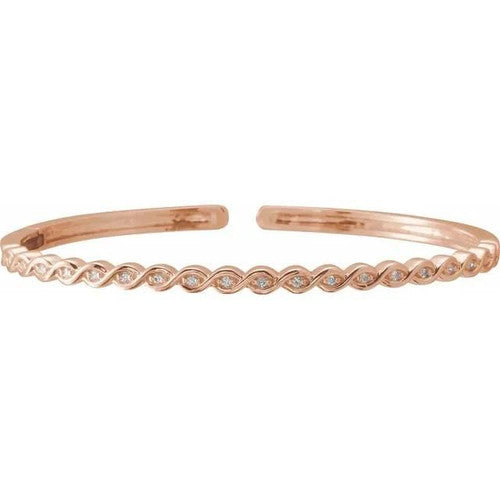 14K Gold 1/6 CTW Natural Diamond Stackable Bangle 7" Bracelet 14K Rose Gold