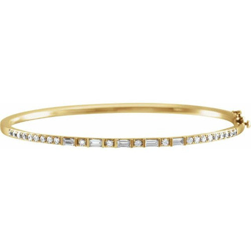 14K Gold 1 CTW Natural Diamond 7" Bangle Bracelet 14K Yellow Gold
