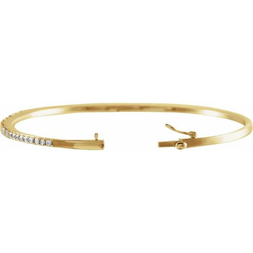14K Gold 1 CTW Natural Diamond 7" Bangle Bracelet 14K Yellow Gold