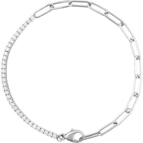14K Gold 1 CTW Natural Diamond Line 7" Bracelet 14K White Gold